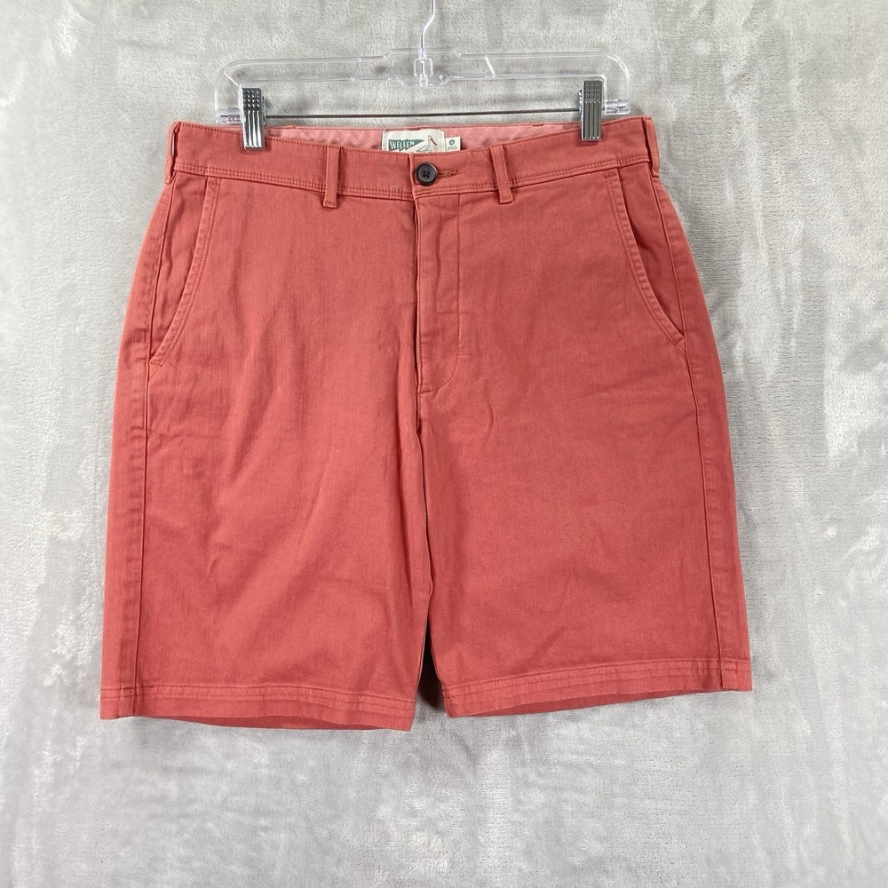 Wellen Shorts men's 32 Huckberry Chino 9" Inseam Pink Flat Front Casual Outdoor